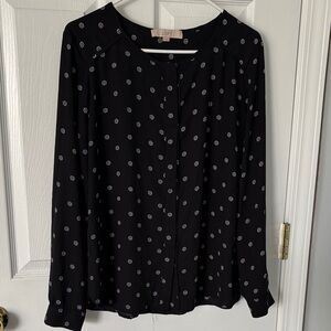 Black and white button up blouse